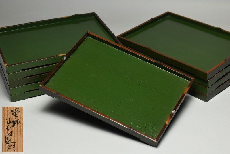 濃緑塗　四君子蒔絵　茶箱揃　美品　茶道具　送料込 濃緑塗 四君子蒔絵 茶箱揃 美品 茶道具 送料込