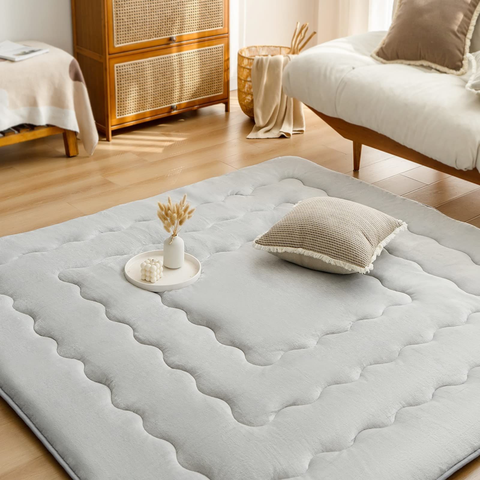 数量 グレー 厚手ラグ 防音遮音 ホットカーペット対応 床暖房 マイクロファイバー フランネル生地 5層 あったか 滑り止め付き 防ダニ 抗菌防臭 こたつ布団と併用ラグマット SEK衛生認証 中綿增量 190×240cm こたつマット 冬用 大判 長方形