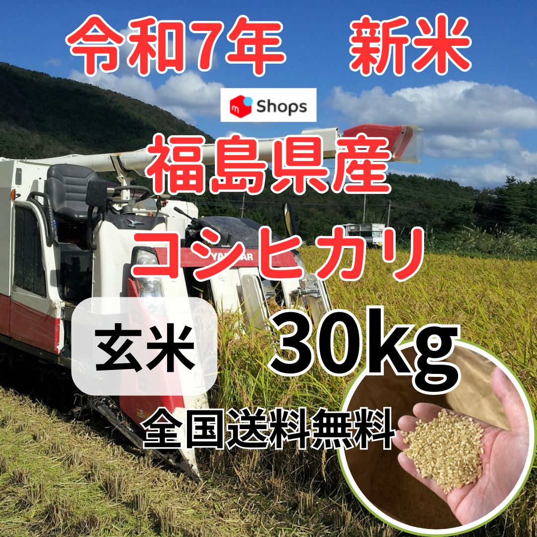 新米 玄米30kg 令和7年度産 福島県産コシヒカリ 農家直送