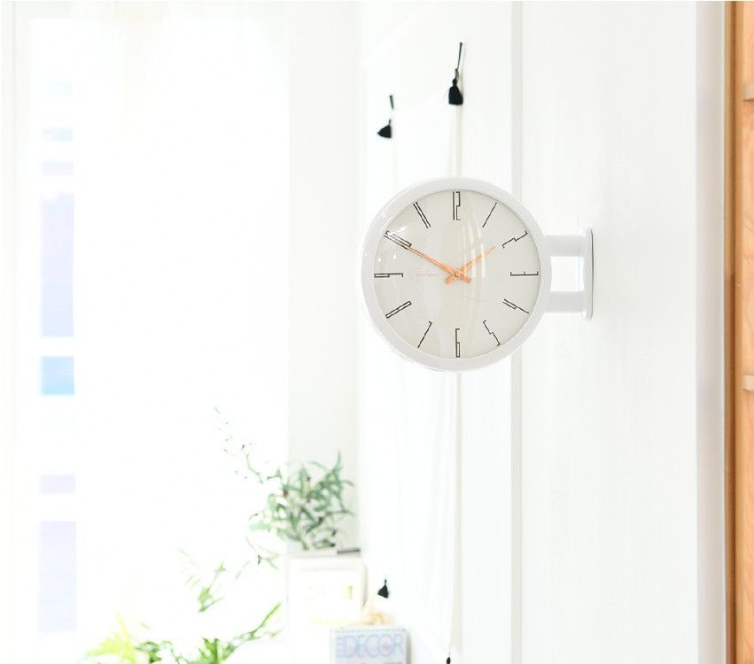 両面電波時計 クリアランス ダブルフェイス ウォール クロック