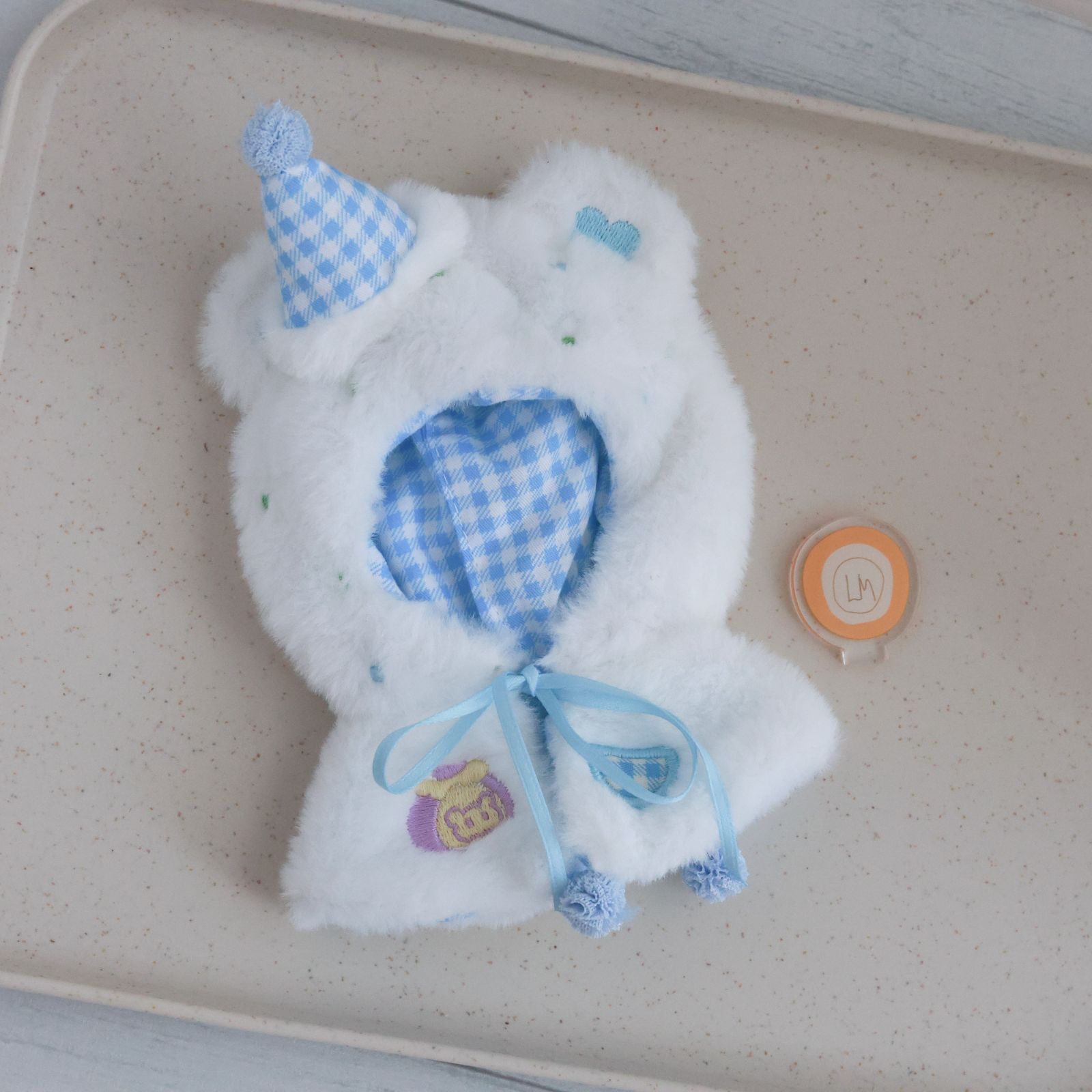 10cm ぬいぐるみ服 着せ替え マント ケープ ふわふわ 青 ぬい活 推し活 推しぬい 綿人形 棉花娃娃 ちびぬい服 ちびぐるみ コットンドール cotton doll-A2602