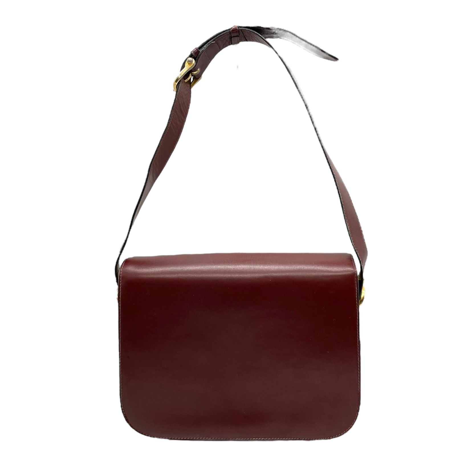 激レア　美品　CELINE ショルダーバッグ　ボルドー 馬車金具　セリーヌ OLD CELINE オールドセリーヌ 馬車金具オイルレザーショルダー