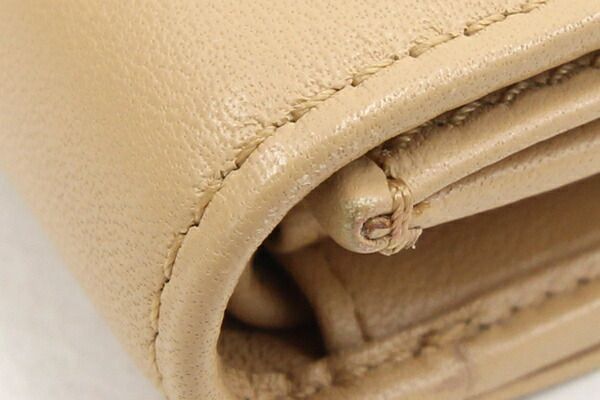 カルティエ 三つ折り財布 トリニティ ベージュ レザー 中古