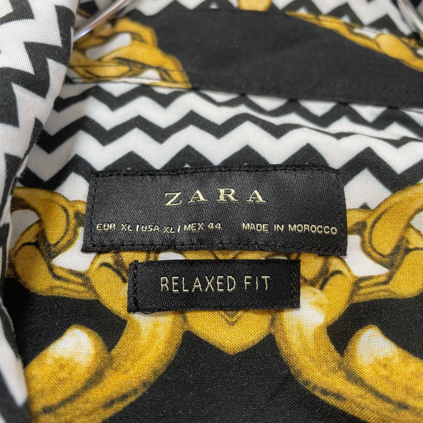 美品】ZARA ザラ 総柄 長袖シャツ バロック調 スカーフ柄 XL