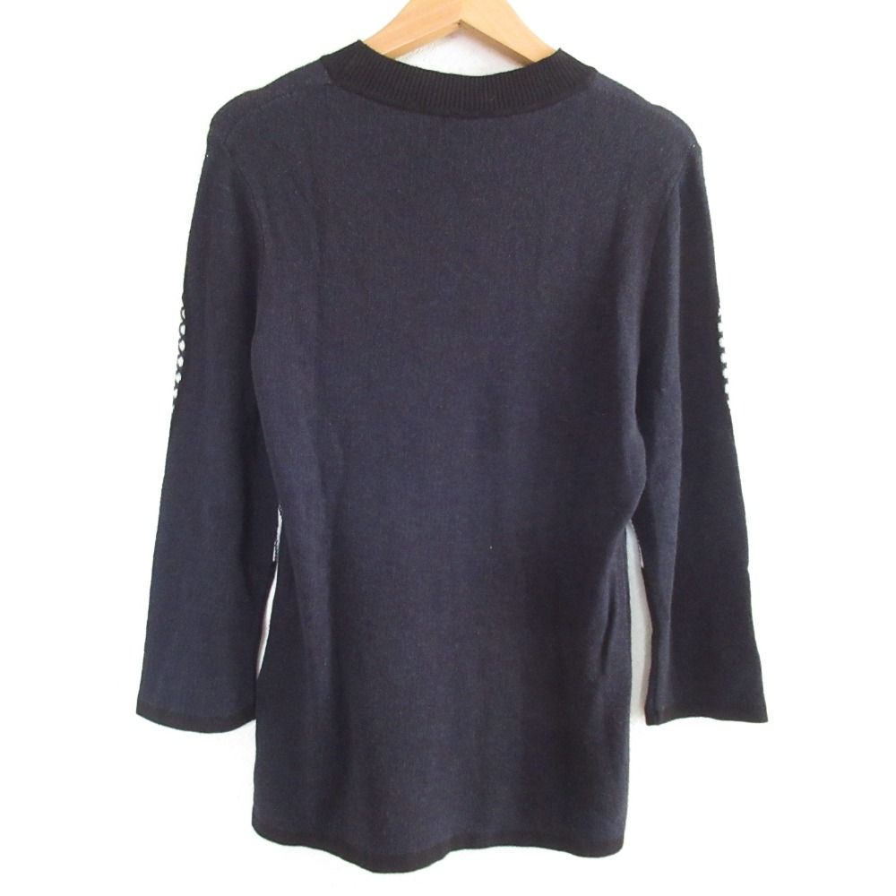 未使用 TRICOT CHIC トリコシック 七分袖 クルーネック ジャガードニット プルオーバー セーター 44 ネイビー系 レディース 古着 中古 未使用 TRICOT CHIC トリコシック 七分袖 クルーネック