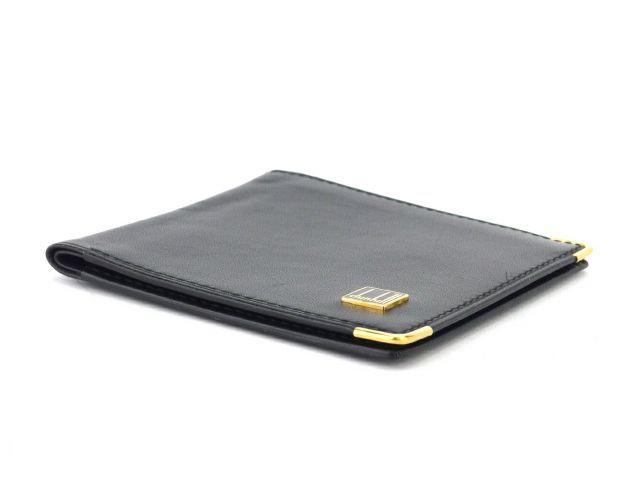 ダンヒル 二つ折り 札入れ メンズ ロゴプレート ブラック ゴールド