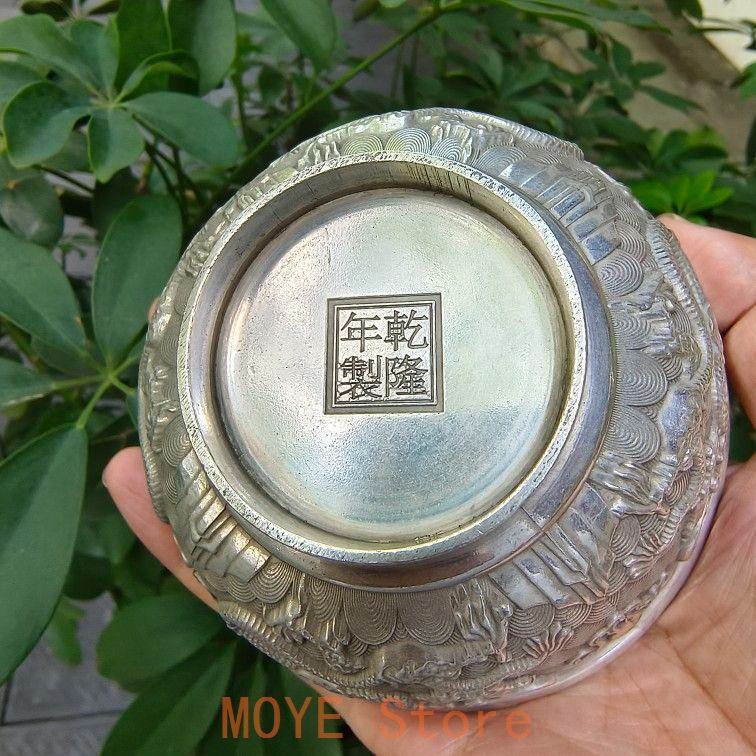 銅製 浮彫双龍戯珠碗 茶碗 装飾品 工芸品置物 - メルカリ