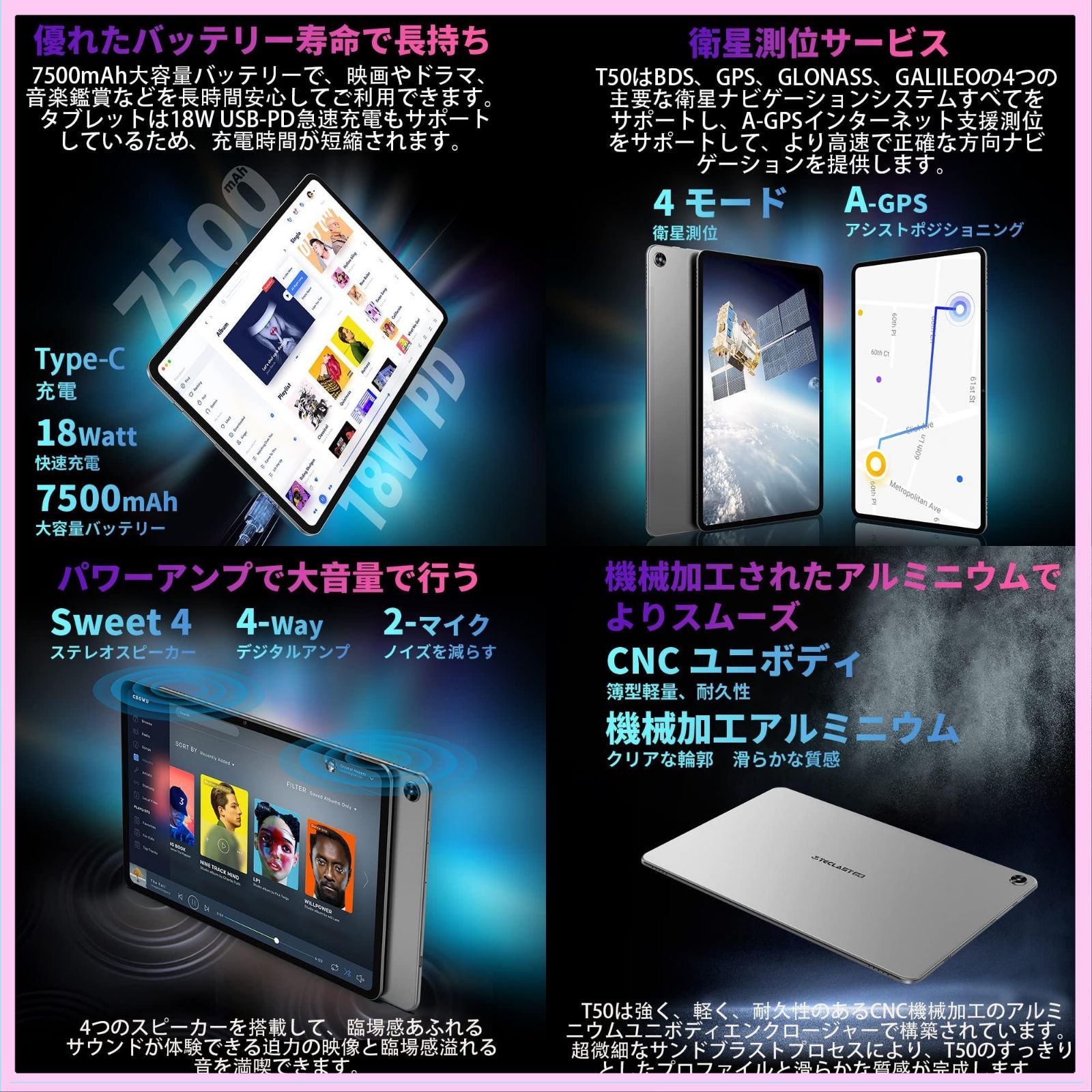 2023 NEW タブレット Android 12、TECLAST T50 タブレット 11インチ