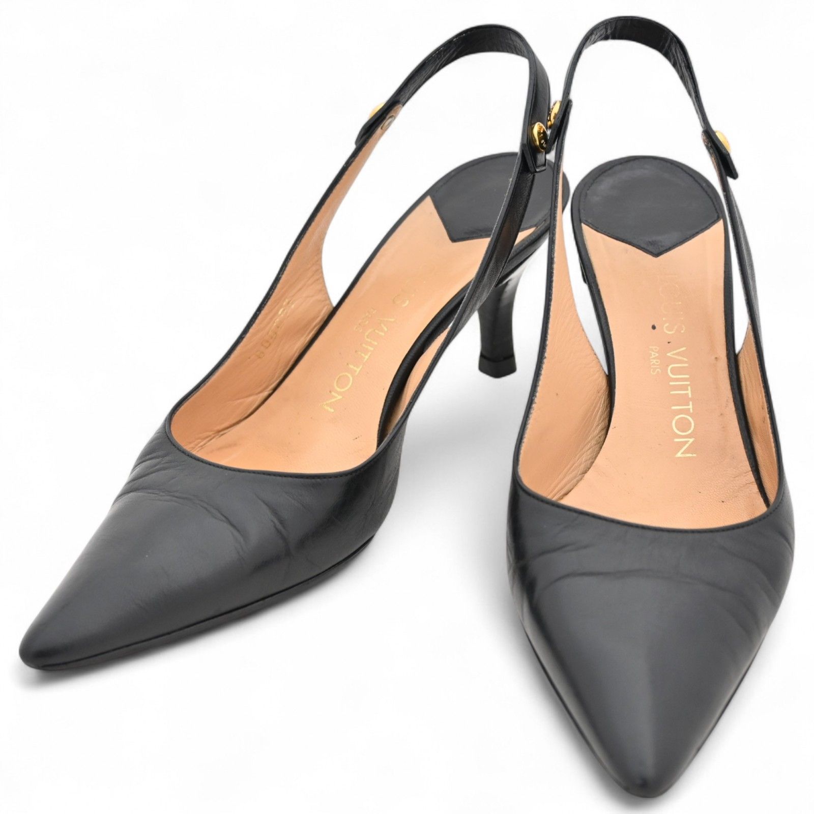 ルイヴィトン パンプス バックストラップ ブラックレザー Bランク lv5507mn