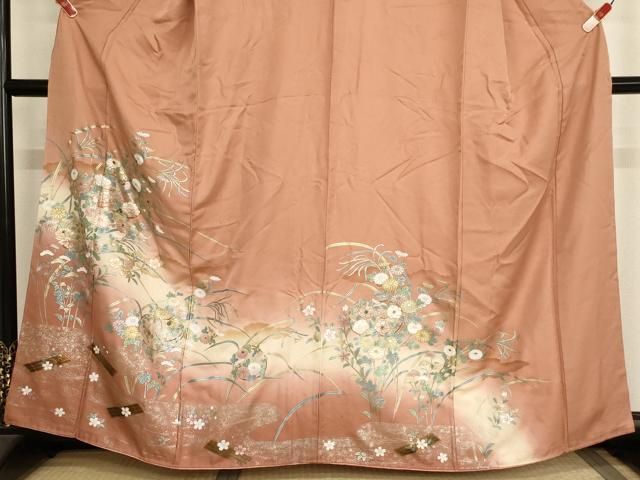 平和屋着物□訪問着 螺鈿 草花文 暈し染め 金銀彩 正絹 逸品