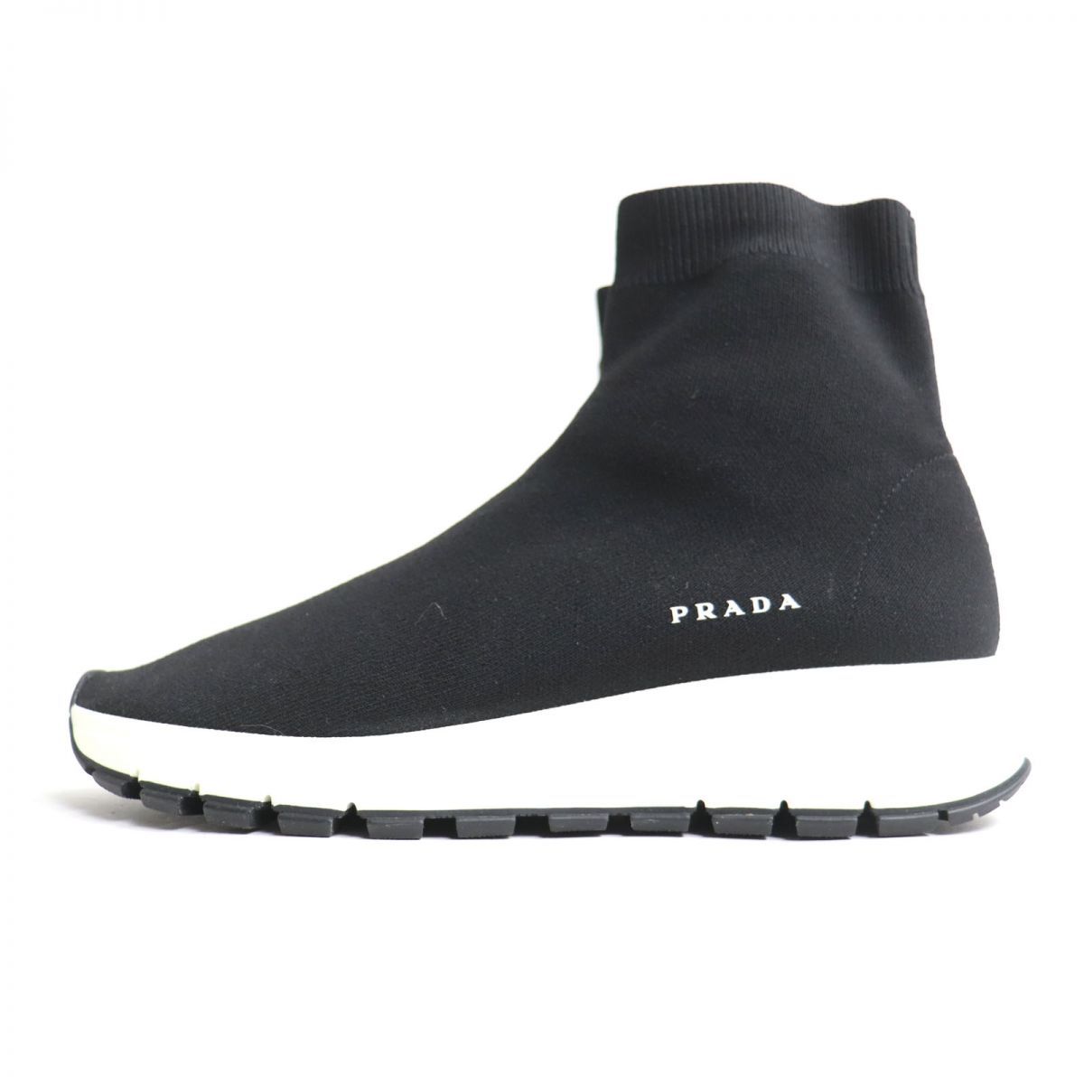 極美品◇PRADA プラダ 1T715L ロゴデザイン ニット ハイカット 