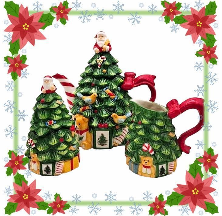 セットで スポードSPODE クリスマス ティーポット クリーマー＆シュガー F4