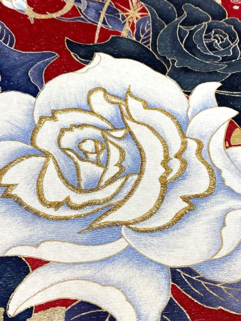 振袖 仮絵羽 舞台衣装 正絹 刺繍 金彩 銀彩 未仕立て品 八掛付き 