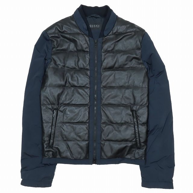 プラダ PRADA レザー切替 ダウンジャケット ブルゾン アウター MA-1 