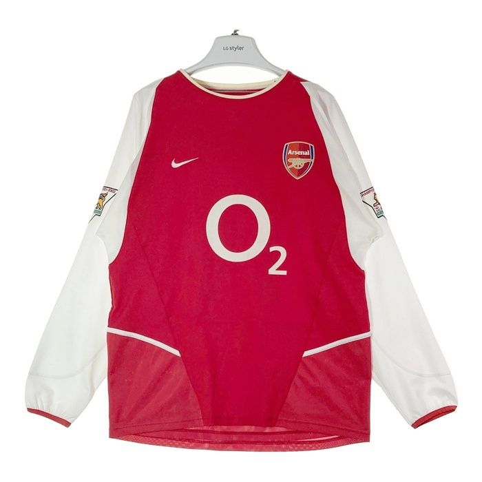 NIKE ナイキ 02-04 アーセナル ホーム 長袖ユニフォーム FAカップワッペン 14 HENRY レッドxホワイト sizeM