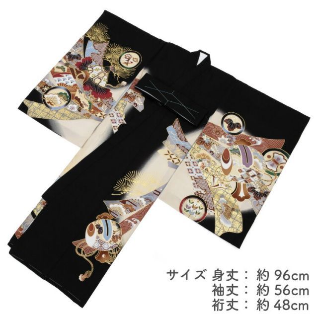 お宮参り 男の子 着物 初着 産着 正絹 鷹 束ね熨斗 黒 男児 祝着 掛け