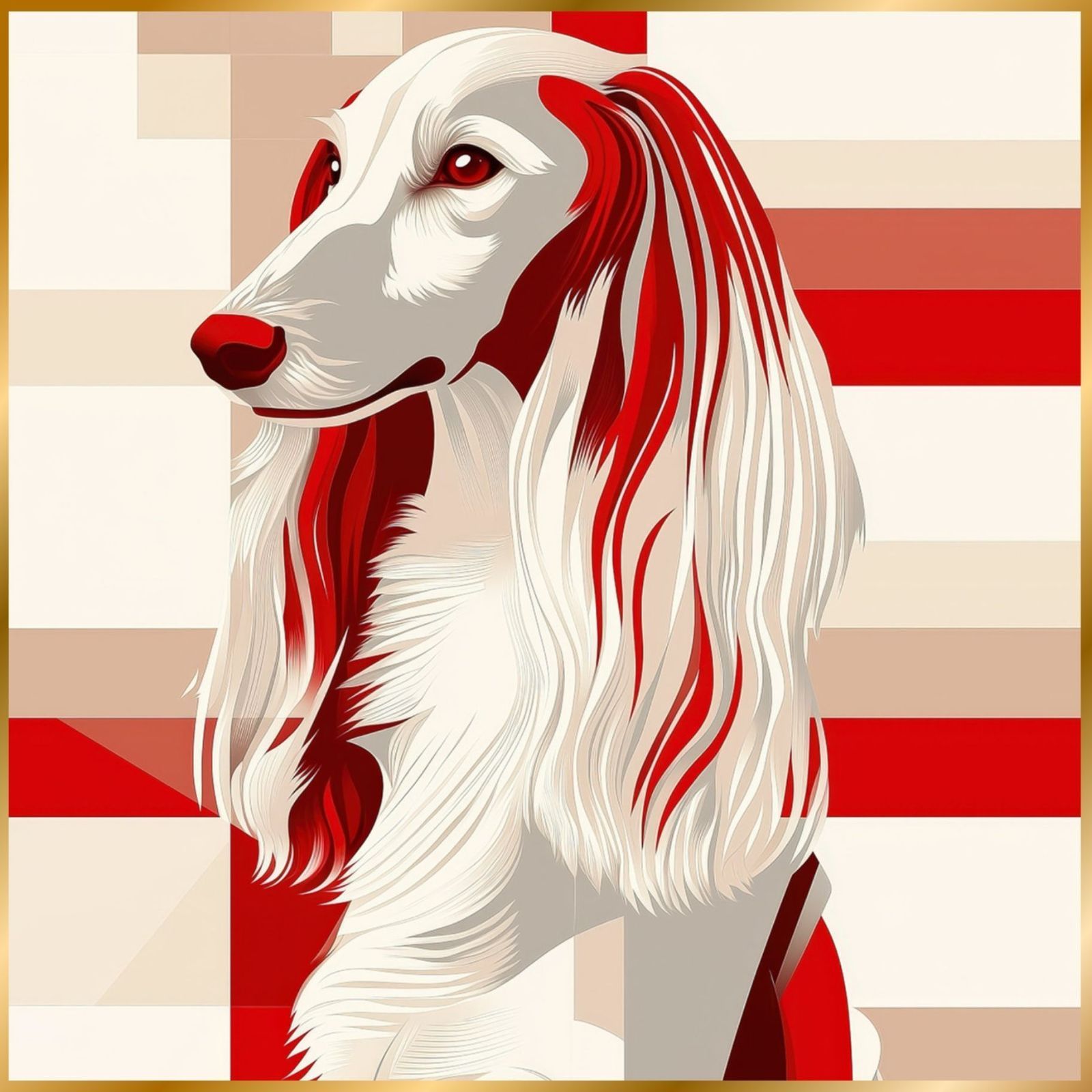 Red Passion - アフガンハウンド犬 No.1 ミニマリスト ミニマリズム シンプル インテリアアート ペットロス うちの子 記念日 アートポスター 犬の絵 犬のイラスト ギフト プレゼント