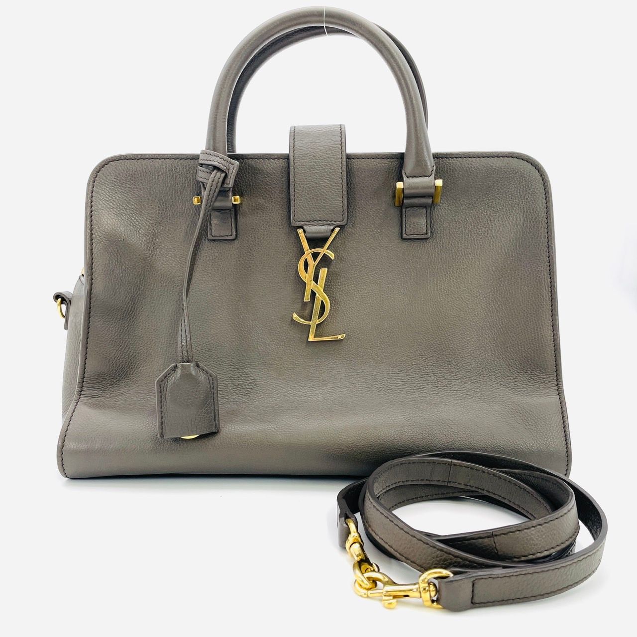 サンローラン SAINT LAURENT ベイビーカバス ハンドバッグ 2WAY ショルダーバッグ レザー グレー 7-5-231
