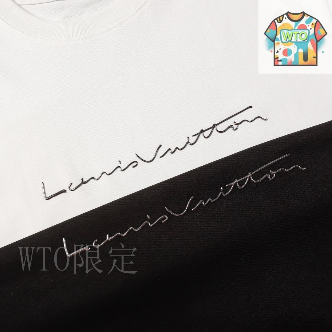 m♡出品 今日WTO】Louis Vuitton 胸前アート文字熱転写 T シャツ-DX57