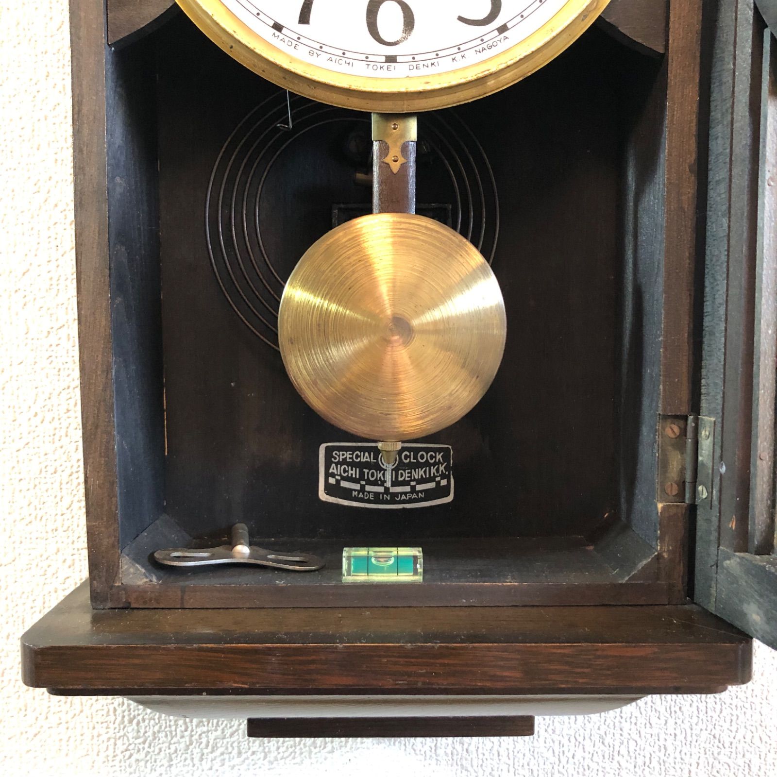 完動・美品〉精工舎 硝子絵 小型花ぼたん八角ゼンマイ振り子時計 古