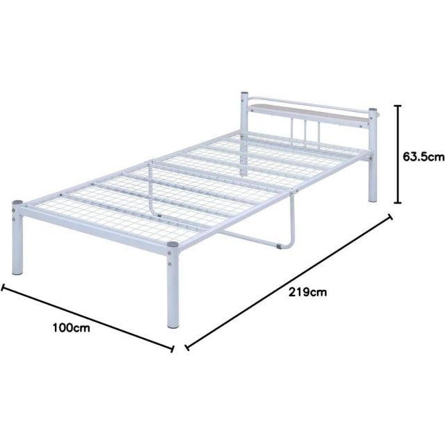 不二貿易 ベッド シングル 宮付 スチール メッシュ タンテ アイボリー 14747 棚付き 床下36cm