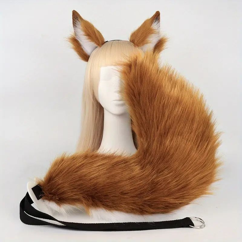 コススーツ コスチューム ハロウィン ハロウィーン 仮装 パーティー 茶 フォックス ドレスアップ イヤー シミュレーション 小物 カチューシャ ビッグ フォックステール