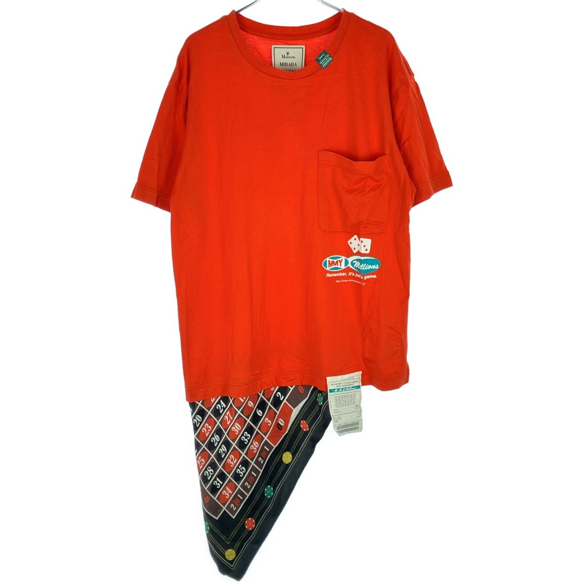 Maison MIHARA YASUHIRO メゾン ミハラヤスヒロ 19AW Scarf T-shirt スカーフドッキングTシャツ A03TS684 オレンジ系 50