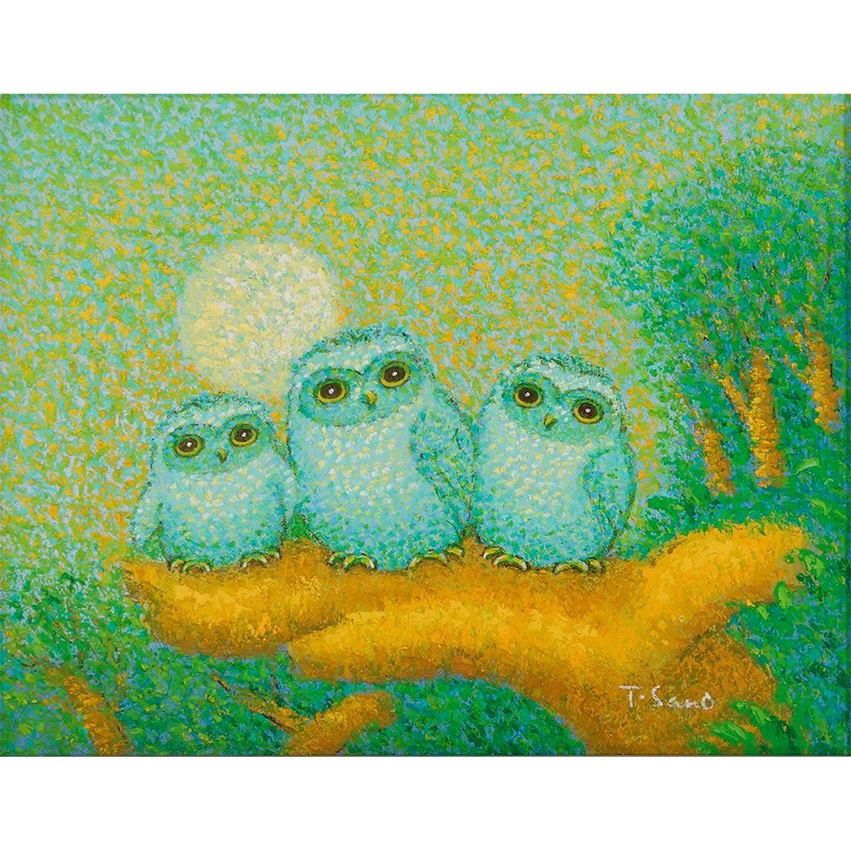フクロウの油彩画　30号キャンパス フクロウの油彩画 30号キャンパス