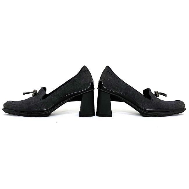 プラダ パンプス グレー ブラック 靴 36 23.0cm キャンバス ナイロン
