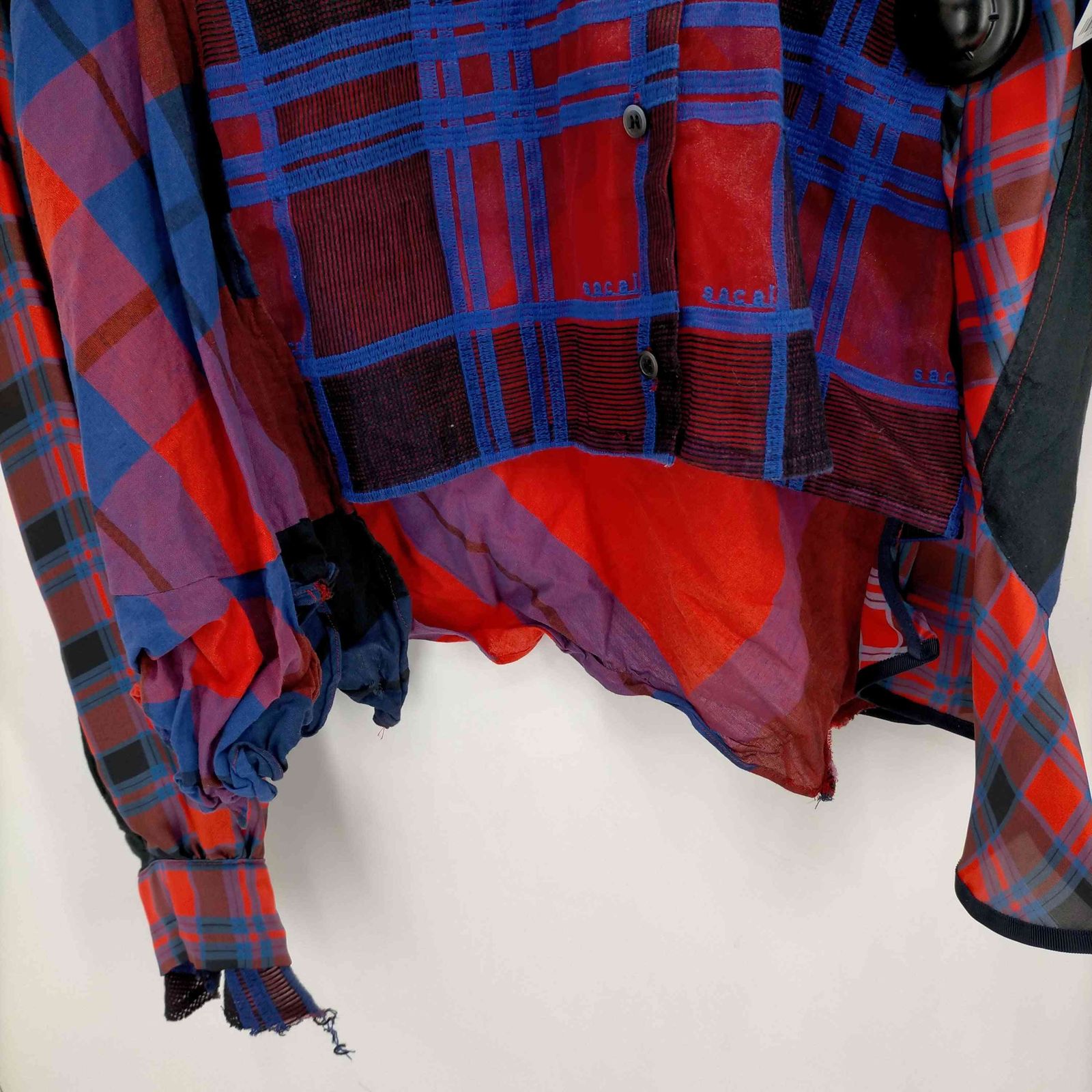 Sacai☆サカイ☆サイズ１☆チェックアシンメトリー☆新品同様 サカイ Sacai 18ss アシンメトリーチェックシャツ レディース