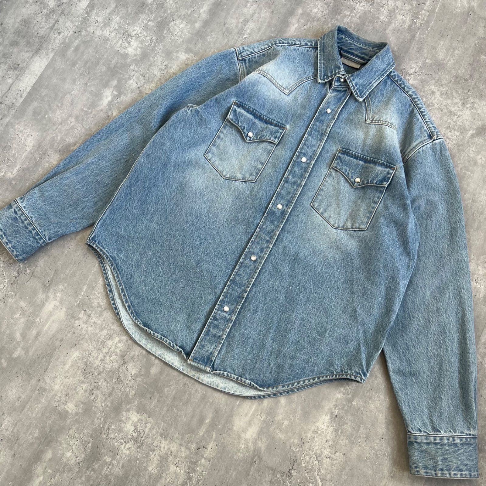 VTMNTS ヴェトモンツ 23SS オーバーサイズウエスタンデニムシャツ 83 836 35 87 Lサイズ VL16SH260L ライトブルー イタリア製
