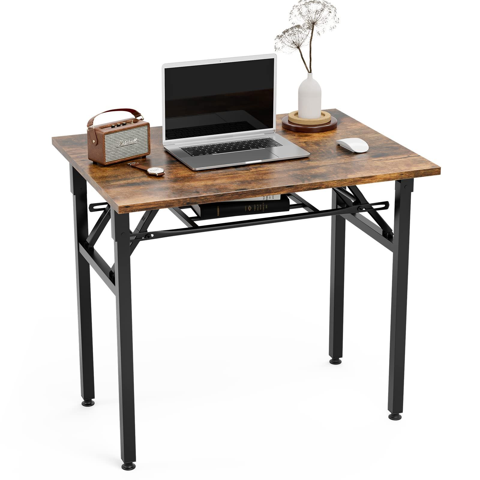 簡易デスク 折り畳みテーブル ワーク ミシン台 在宅勤務 ゲーミングデスク パソコンデスク テレワーク 80 60 72CM 組立簡単 組み立て不要 省スペース 大理石柄 定番 USB＆コンセントなし 折りたたみデスク アンティークブラウン FryLR
