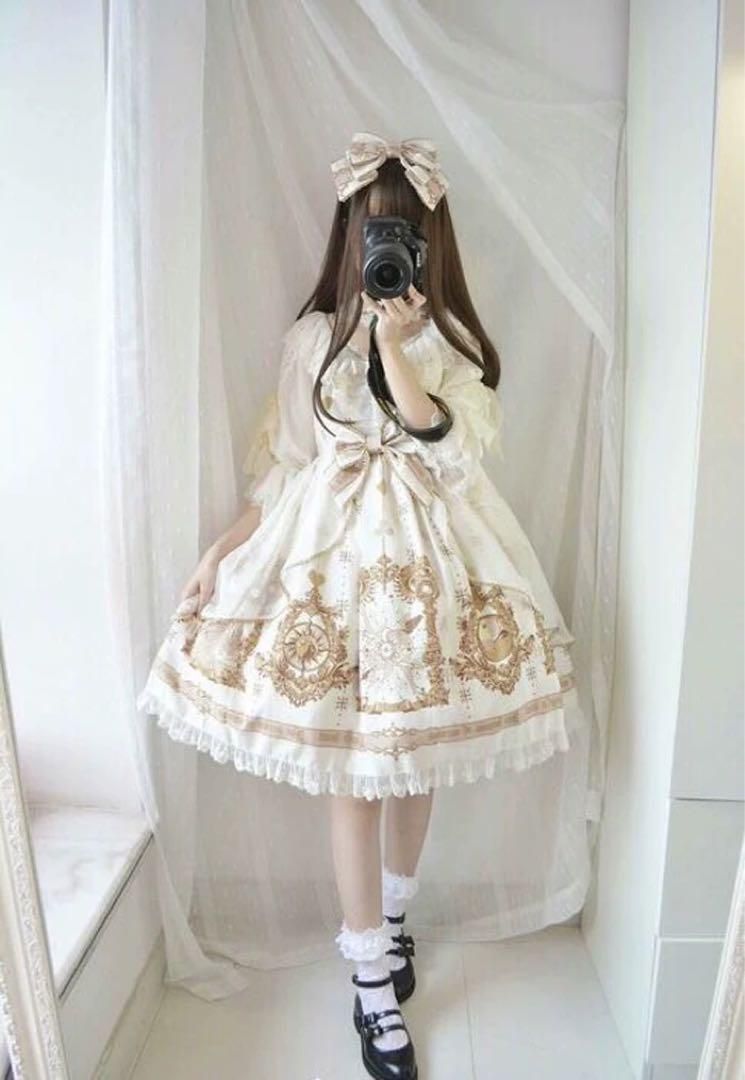 ♥ ロリータ3点セット パニエ＆カチューシャ付きワンピース お出かけ 女子会