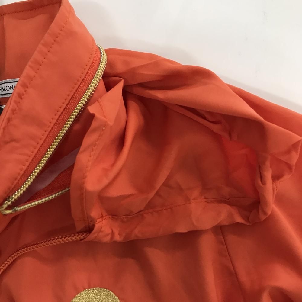 ヨガ マークアンドロナ ジャケット オレンジ 裏メッシュ フード収納 ラメ スカル レディース S ゴルフウェア MARK＆LONA