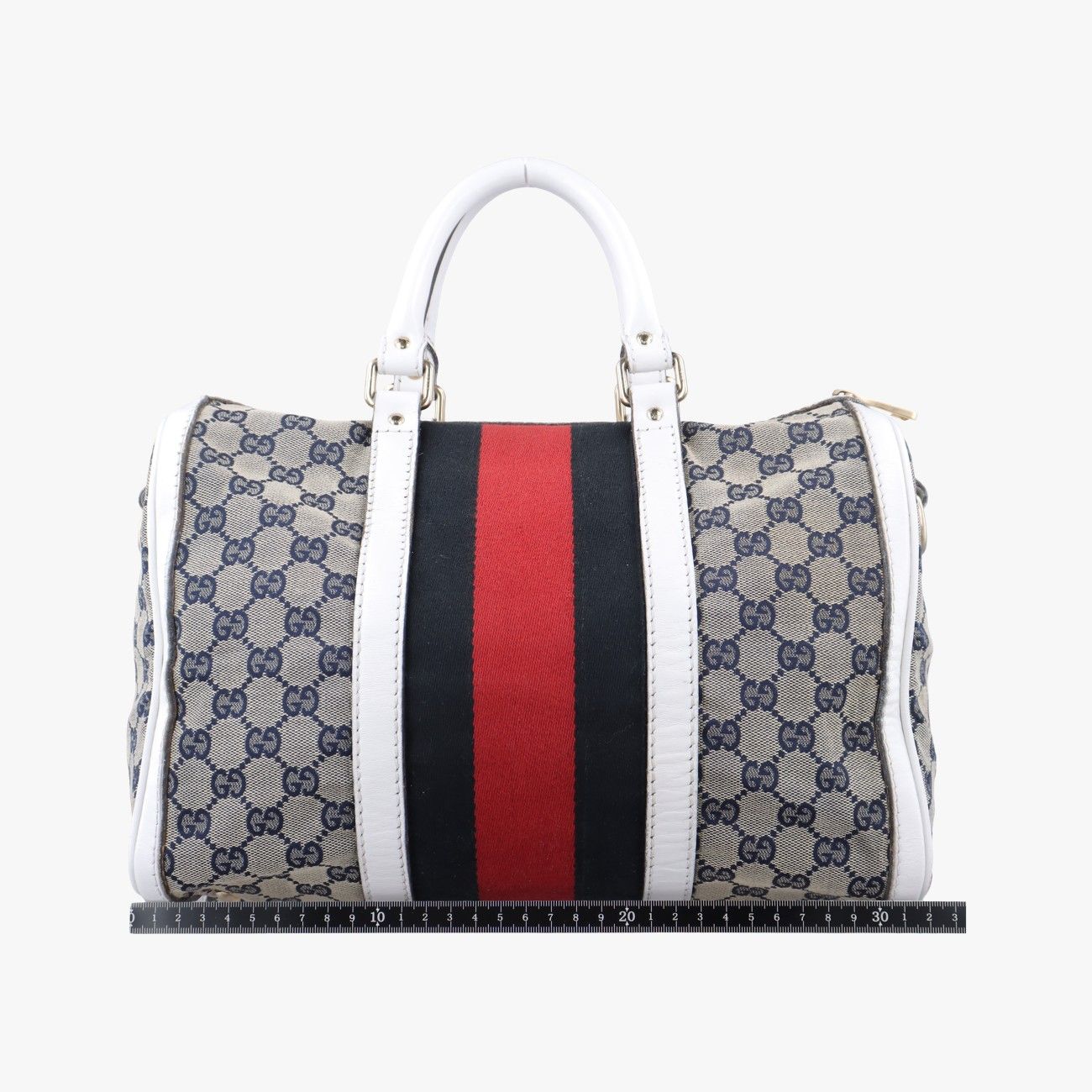グッチGucciシェリーラインホワイト×ベージュ×マルチ キャンバス×レザー247205E8210011