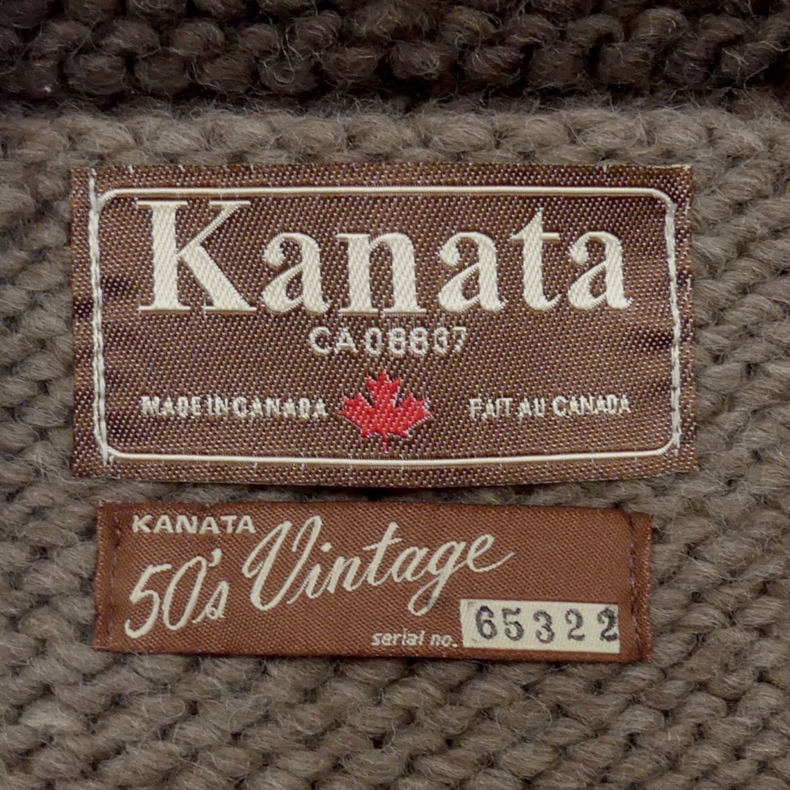 カウチン セーター kanata ニット M カナダ製 カナタ 茶 総柄 50s 