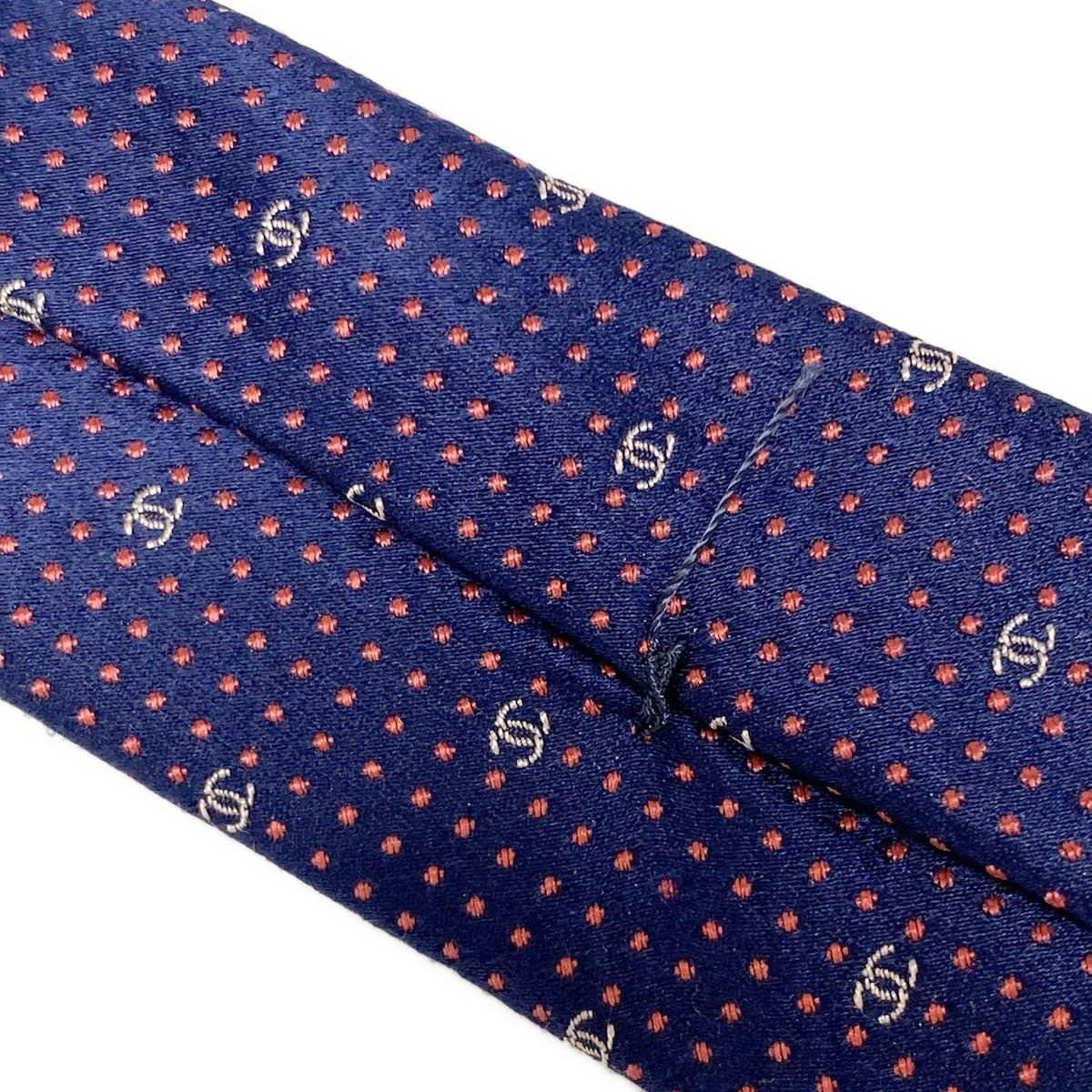 【美品】CHANEL シャネル　ネクタイ　ネイビー　レッド　ココマーク CHANEL - ꧁美品꧂ シャネル ネクタイ ココマーク ロゴグラム