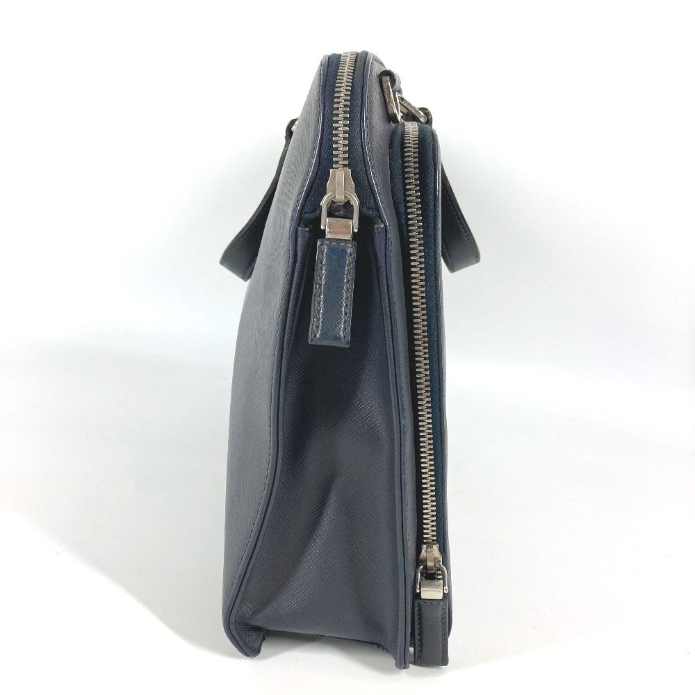専用【PRADA】ビジネスバッグ　三角ロゴプレート　サフィアーノレザー　ネイビー PRADA 極 美品 希少品 プラダ 三角ロゴ 金具 サフィアーノ