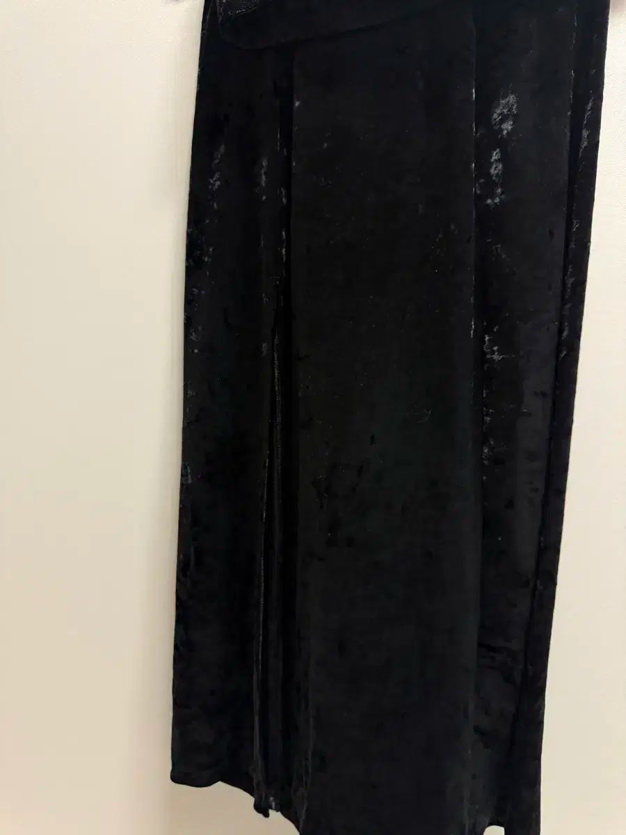 YUNSE ベロア ロング スカート 黒 GULLKHAN_COM