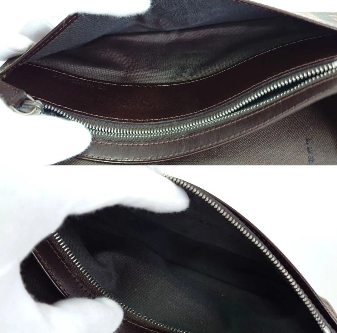 【美品】FENDI フェンディ 長財布 二つ折り財布 ズッカ柄 キャンバス レザー ブラウン メンズ レディース 中古