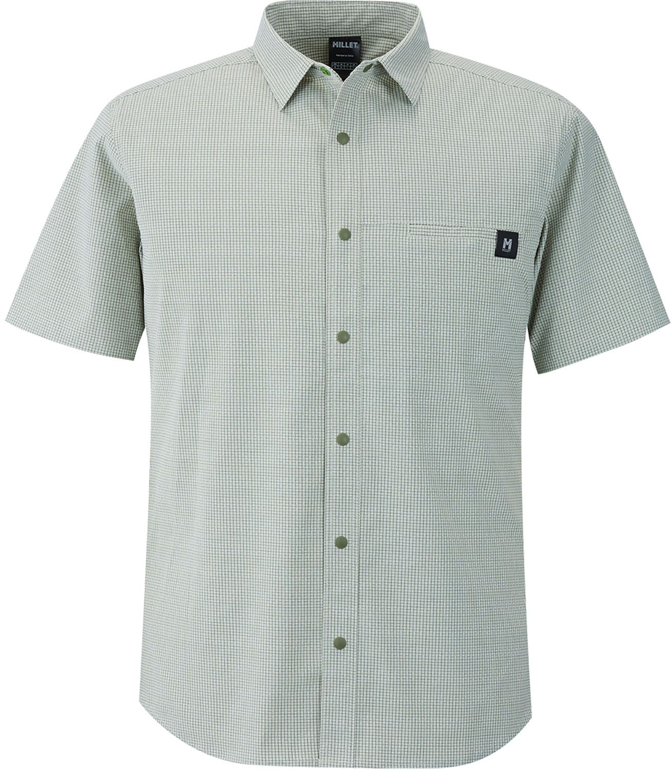 ミレー MILLET アウトドア IB CHECK SHIRT SS M シャツ 半袖 軽量 防虫機能 速乾 接触忌避剤 ペルメトリン インセクトバリヤー 虫を寄せ付けにくい 夏 ポリエステル MIV03195 N8014 FOGGYDEW