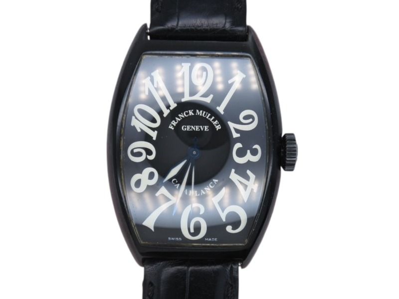 FRANCK MULLER フランクミュラー カサブランカ ノアール Ref.5850 SC CASA NR 100本 腕時計 黒文字盤 型押し革ベルト 自動巻き 4b007869