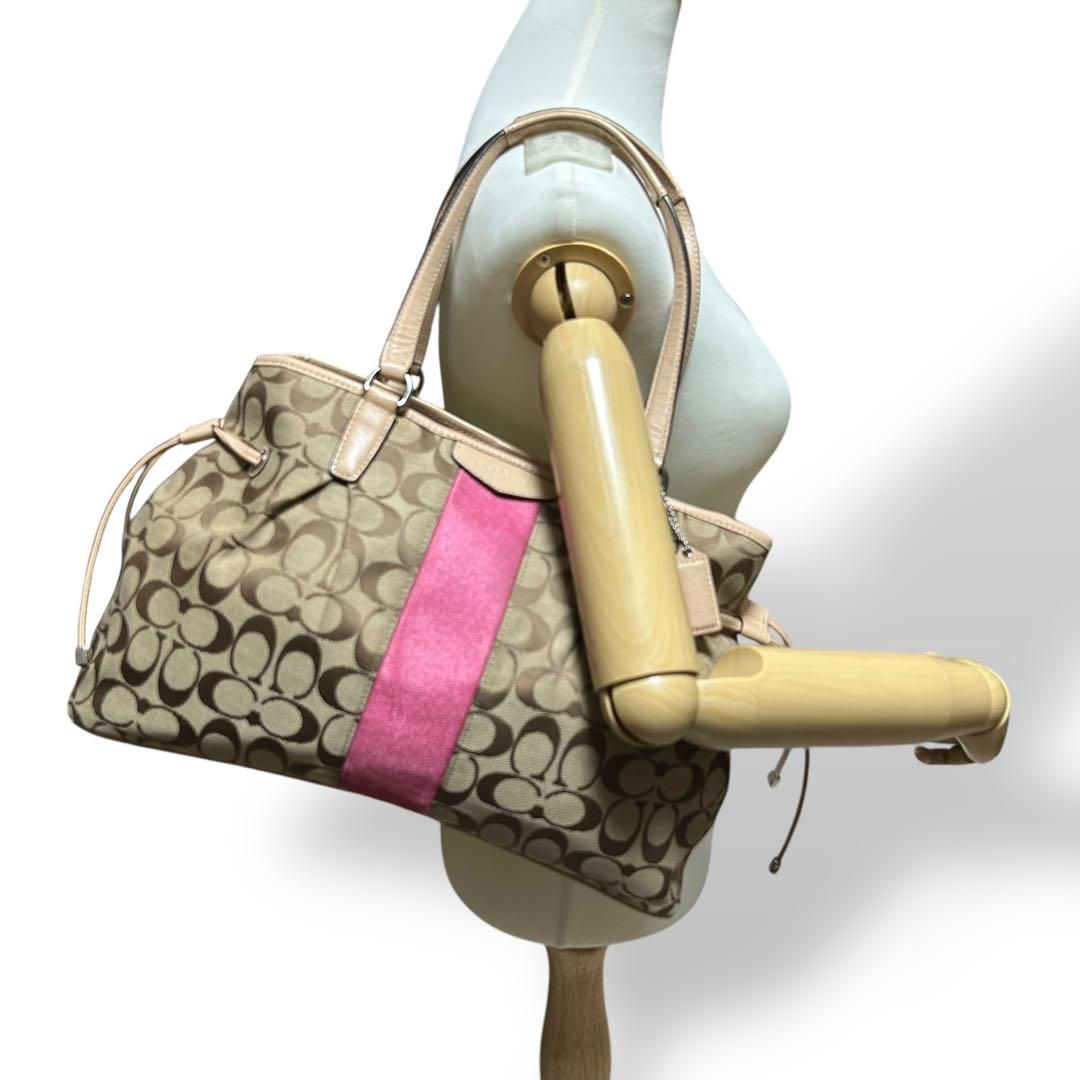 良品 626 コーチ トートバッグ A4 シグネチャー キャンバス レザー