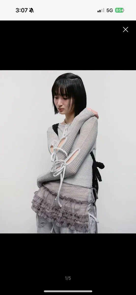 タイプサービス レース レイヤード ラップ スカート グレー