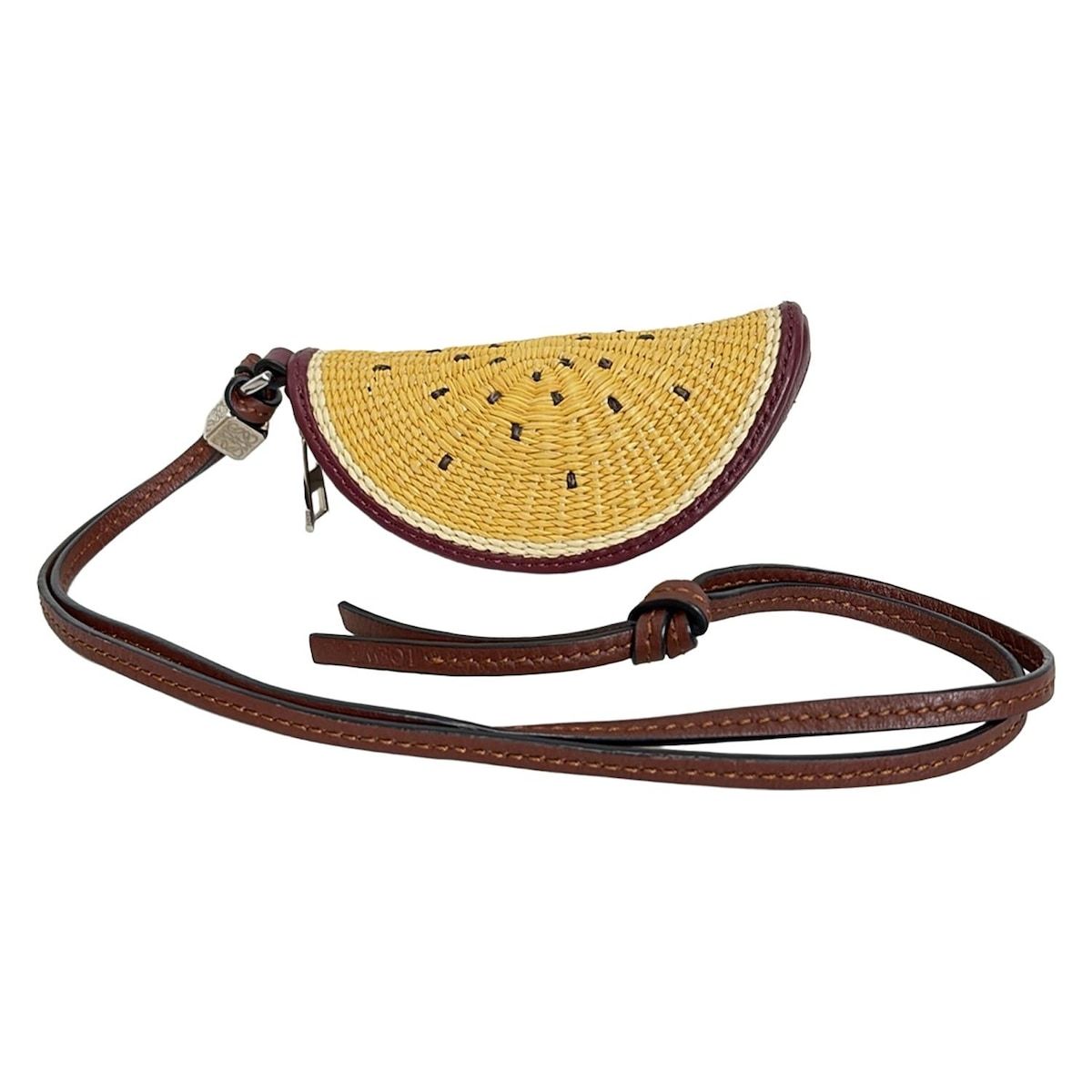 LOEWE ロエベ コインケース パッションフルーツ ハーフムーン コインパース ダークブラウン×ダークイエロー×マルチ