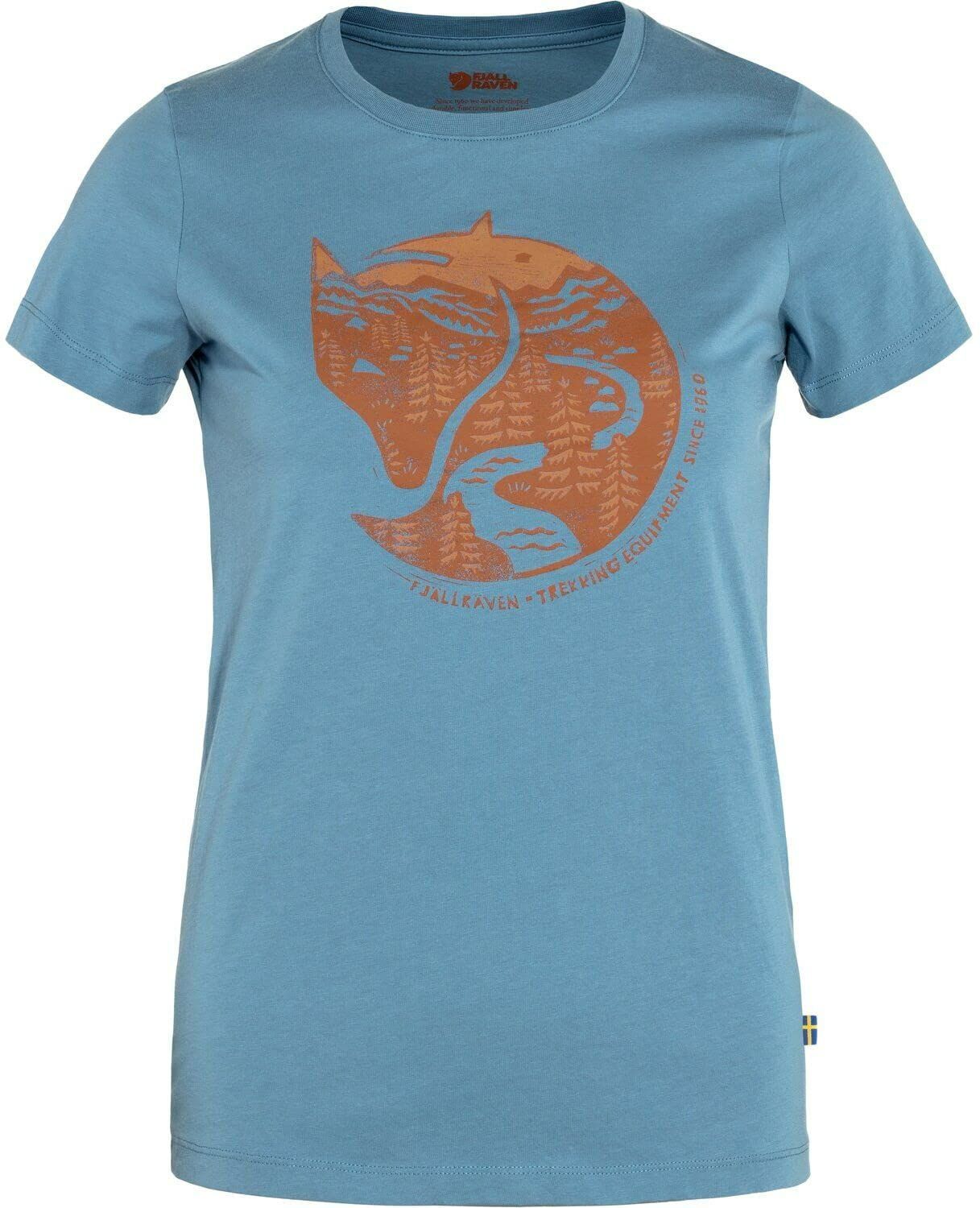 L_Dawn Blue-Terracotta Brown [フェールラーベン] Arctic Fox Print T-shirt W アウトドア Tシャツ レディース Dawn Blue-Terracotta Brown L