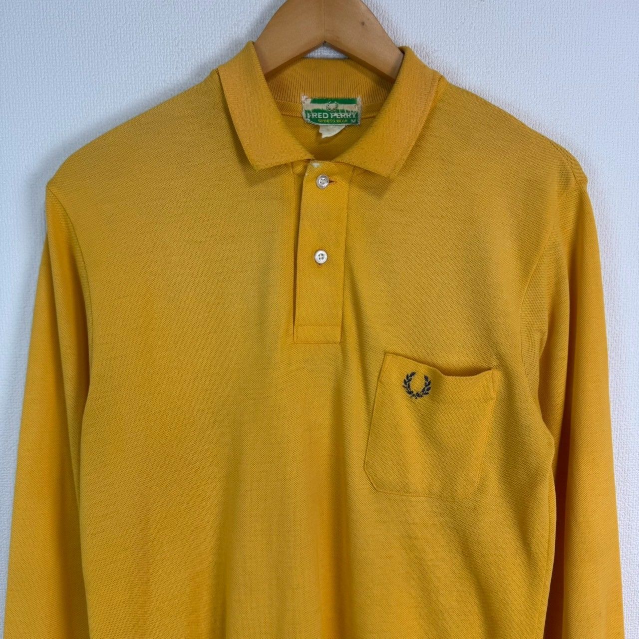 FRED PERRY フレッドペリー 長袖 ポロシャツ ロゴ刺繍 イエロー L 