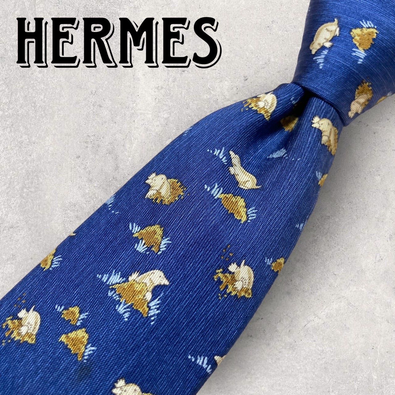 美品 HERMES エルメス アート柄 モグラ 土竜 ネクタイ ブルー - メルカリ