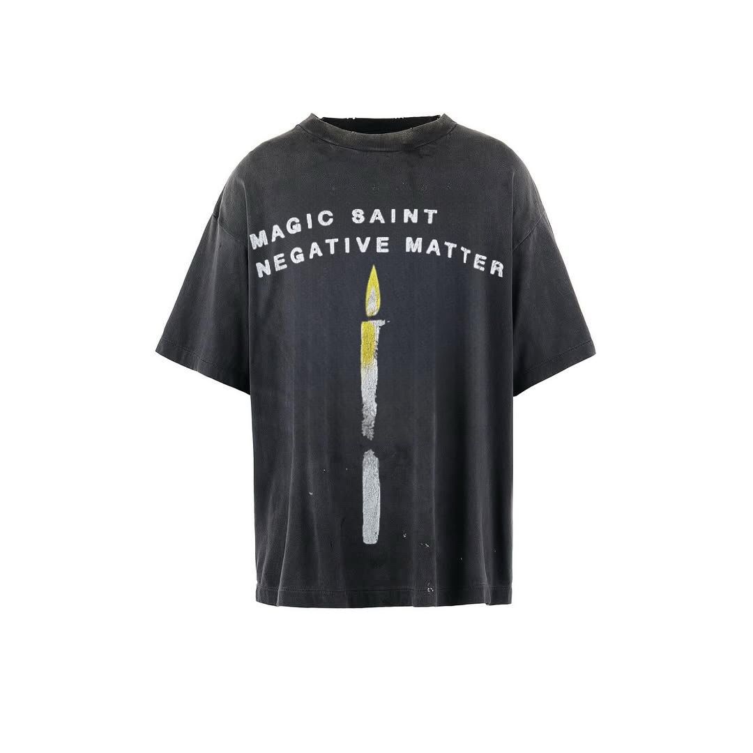 Saint Mxxxxxx CANDLEプリント クルーネック 半袖Tシャツ クール SAINT Mxxxxxx CANDLE SS TEE/BLK - メルカリ