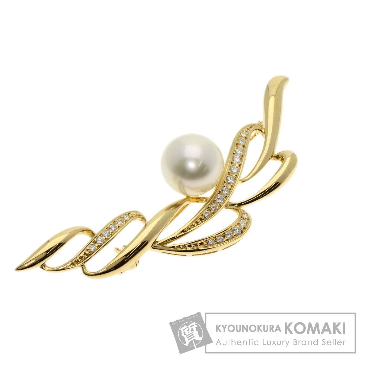 MIKIMOTO ミキモト パール 真珠 ダイヤモンド ブローチ K18YG レディース